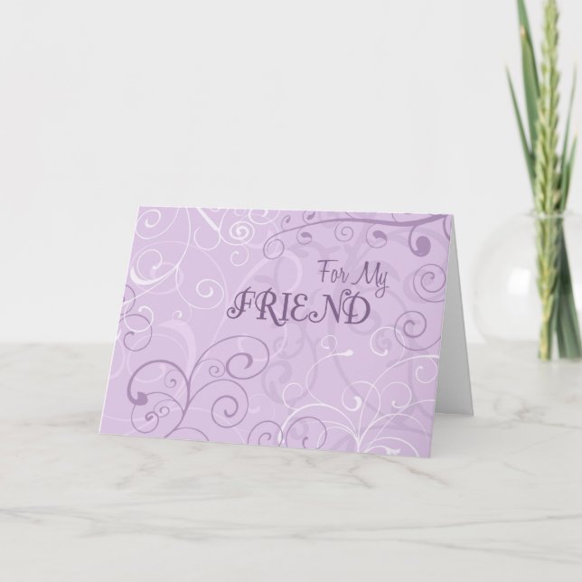 Lavender Swirls Friend Thank You Bridesmaid Card (Front)