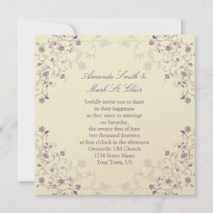 Lavender Swirls on Cream Wedding Invitation
