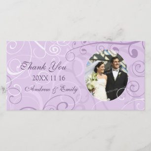 Lavender Swirls Thank You Wedding Photo Cards