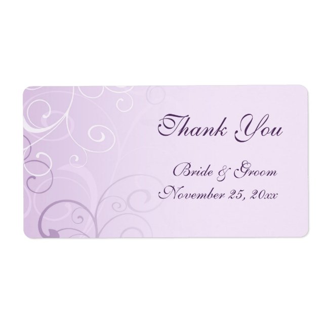 Lavender Swirls Wedding Labels (Front)