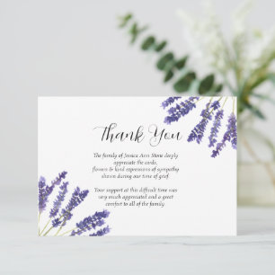 Lavender Sympathy Floral Funeral Thank you Invitation