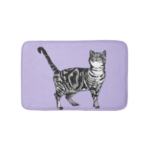 Lavender Tabby Cat Pastel Girls Cats pets Bath Mat
