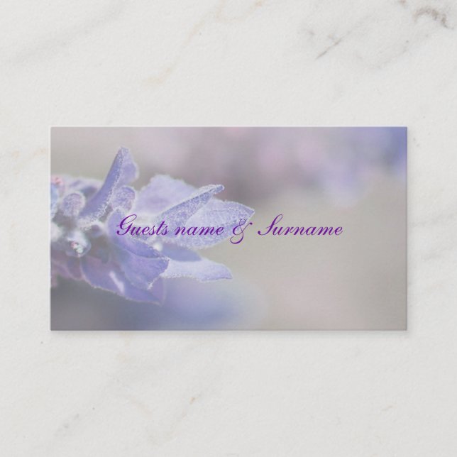 Lavender table placement seating wedding place card (Front)