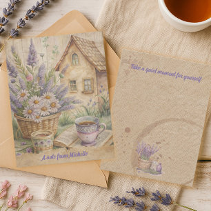 Lavender Tea Wildflowers Cottage Core  Note Card