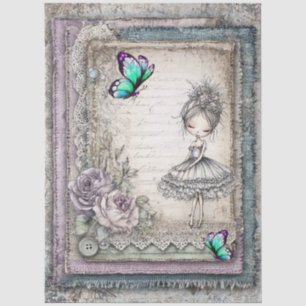 Lavender & Teal Fantasy Ballerina Decoupage Tissue Paper