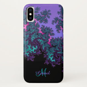 Lavender Teal Fractal Personalised iPhone X Case
