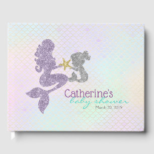 Lavender & Teal Mermaid Baby Shower Guest Book