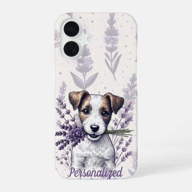 Lavender Terrier Love iPhone 16 Case (Back)