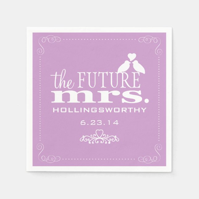 Lavender The Future Mrs Bridal Shower Napkin (Front)