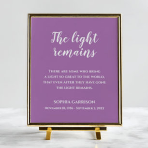 Lavender The Light Remains Quote Memorial Service Poster