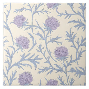 Lavender Thistle Floral Flower Pattern Ceramic Tile