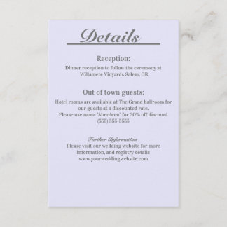 Lavender Timeless Elegance detail enclosure card