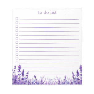 Lavender To Do List Boho Chic Minimalist Floral Notepad