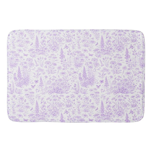 Lavender Toile Bath Mat (Front)