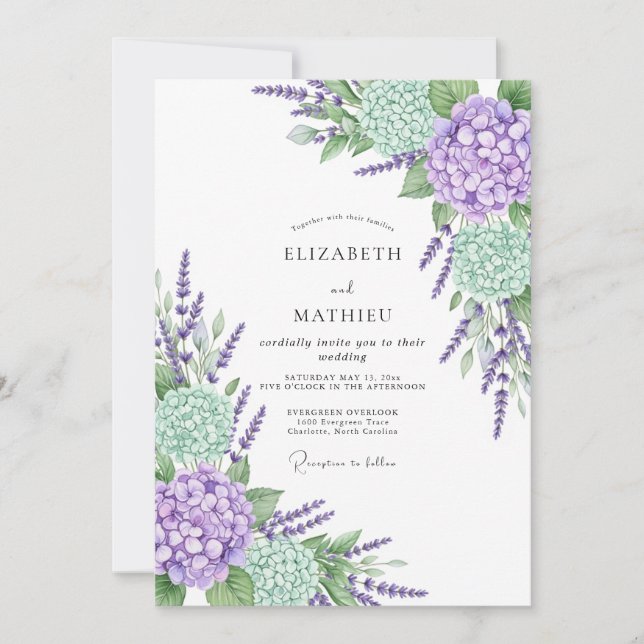Lavender Tranquil Spring Wedding Invitation (Front)