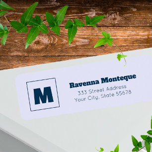 Lavender Trendy Personalised Monogram Letter Name Return Address Label