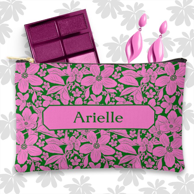 Lavender Tropical Floral on Green Accessory Pouch (Creator Uploaded)