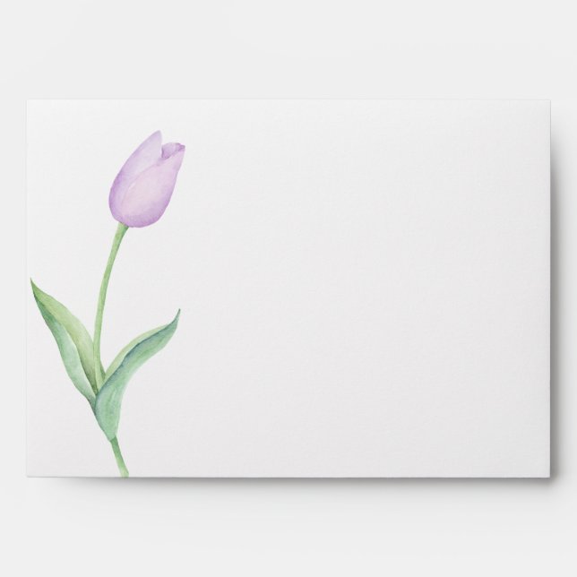 Lavender Tulip Solo Purple Modern Envelope (Front)