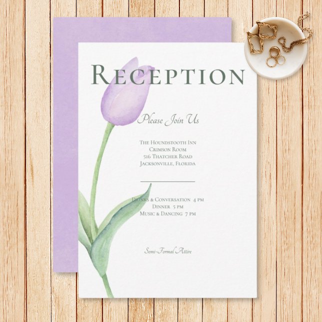 Lavender Tulip Solo Purple Modern Reception Enclosure Card (Creator Uploaded)