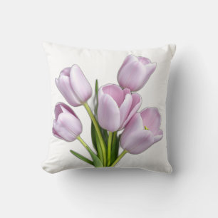 Lavender Tulips with Art Deco Patterns Cushion