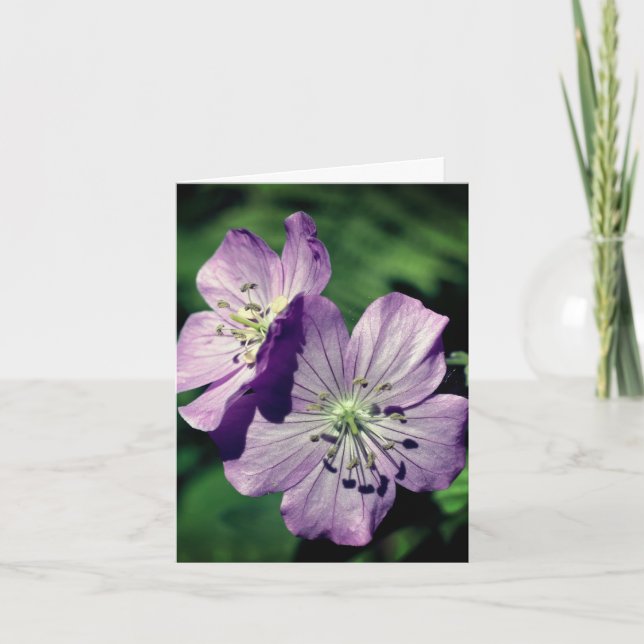 Lavender Twins Geranium Flower Photography  Note Card (Front)