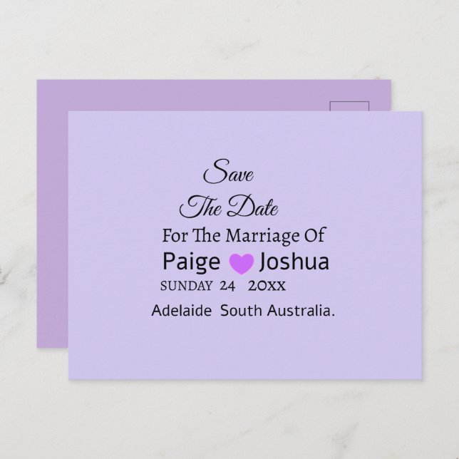 Lavender Twist Modern Typography Wedding  Holiday Postcard (Front/Back)