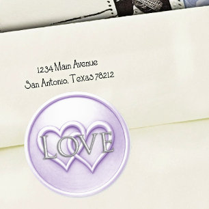 Lavender Two Hearts Intertwined Wedding Classic Round Sticker