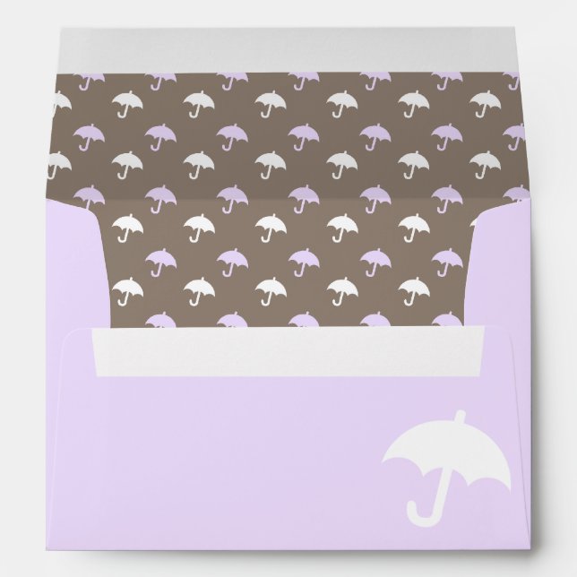 Lavender Umbrella Baby Shower Envelopes (Back (Bottom))