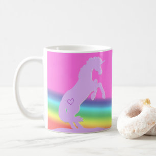 Lavender Unicorn Silhouette (rainbow background) Coffee Mug