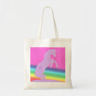 Lavender Unicorn Silhouette (rainbow background) Tote Bag