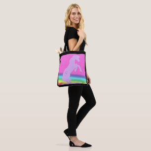 Lavender Unicorn Silhouette (rainbow background) Tote Bag