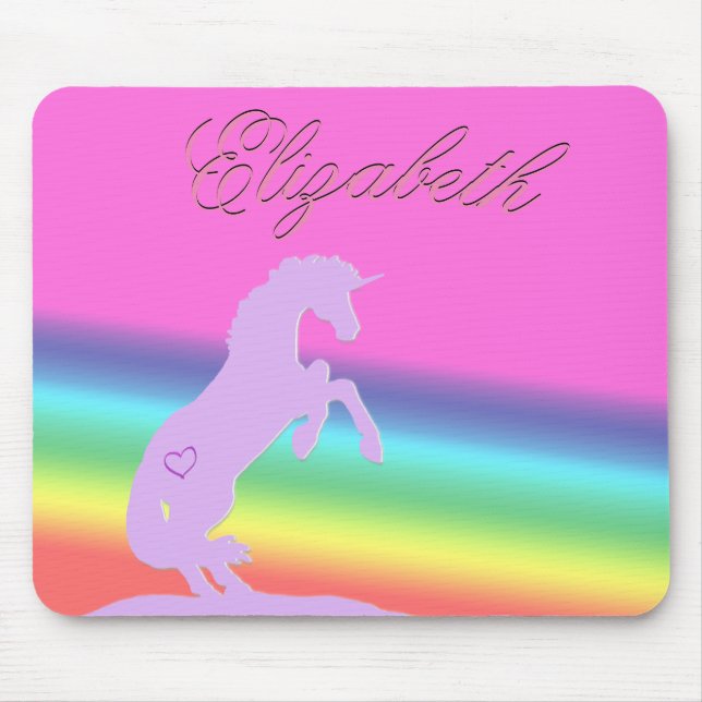 Lavender Unicorn Silhouette (rainbow/customise) Mouse Pad (Front)