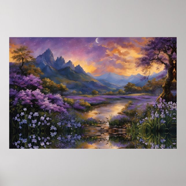 Lavender Valley at Dawn  Poster (Front)