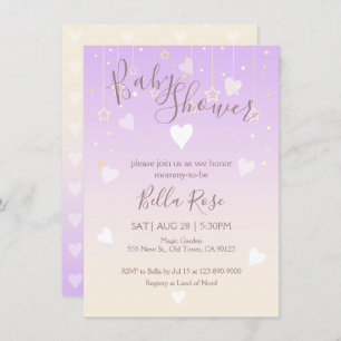 Lavender Vanilla Star Heart Baby Shower Cards