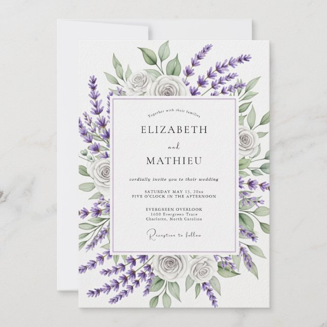 Lavender Verdant Spring Wedding Invitation (Front)