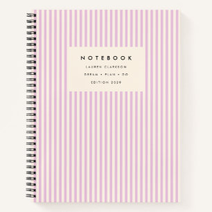 Lavender Vertical Striped, Cream Background Notebook