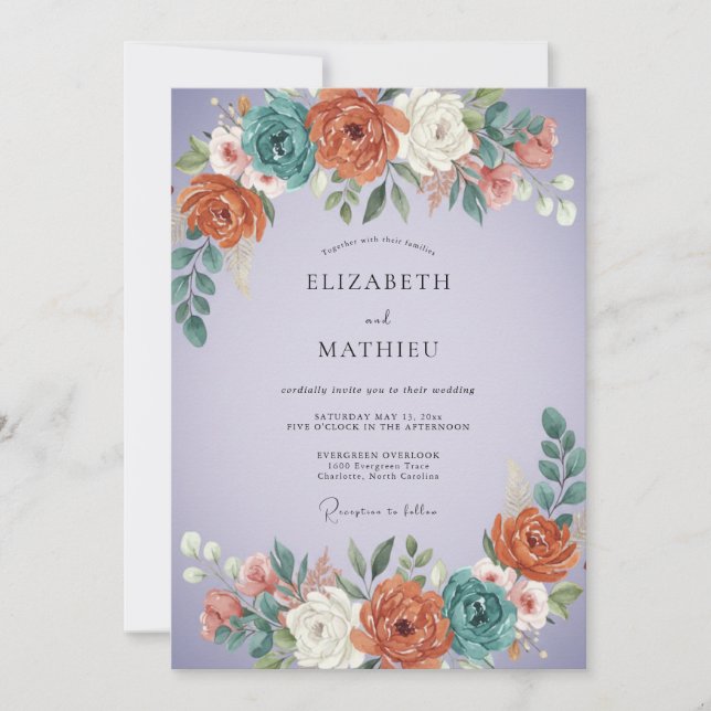 Lavender Vibrant Boho Wedding Invitation (Front)