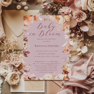 Lavender Vintage Floral Fall Baby In Bloom Shower Invitation