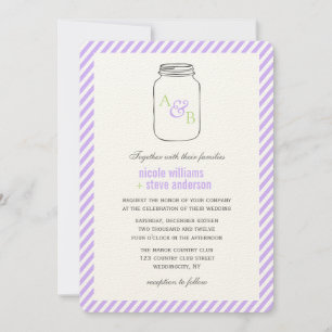 Lavender Vintage Mason Jar Monogram Wedding Invitation