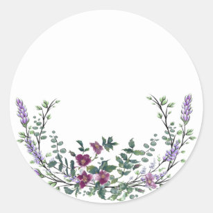 Lavender Vintage Red Rose and Eucalyptus Classic Round Sticker