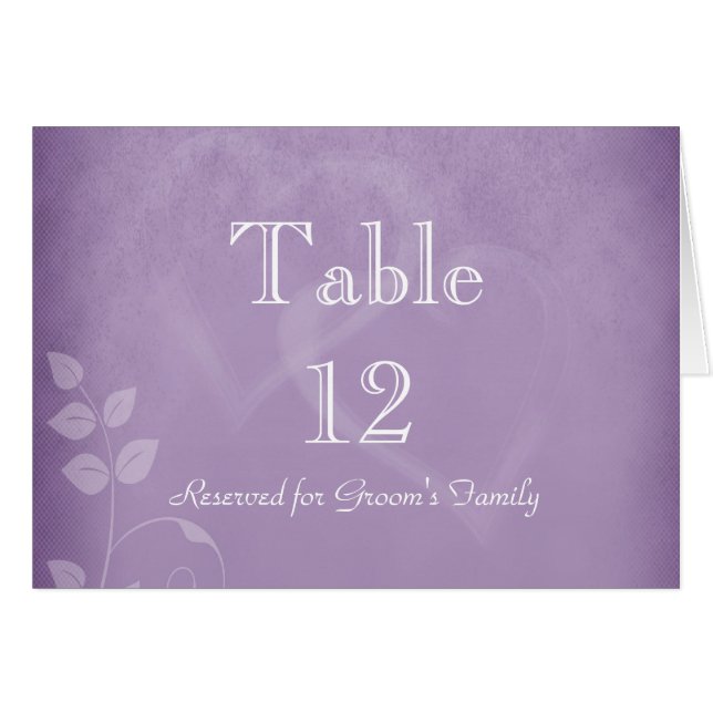 Lavender Vintage Table Number Card (Front Horizontal)