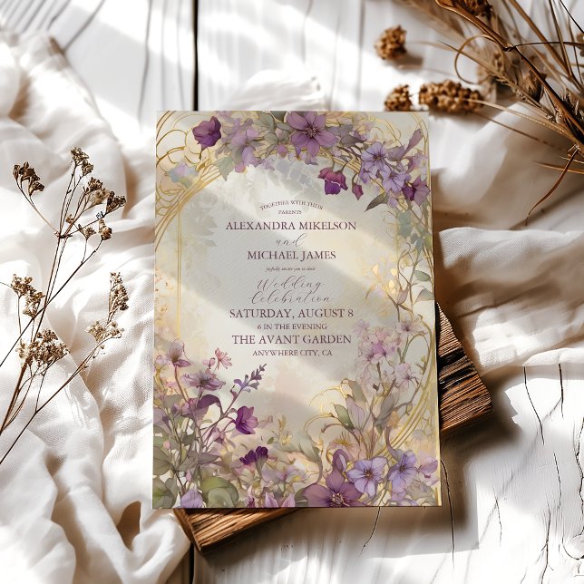 Lavender Vintage Wedding Art Nouveau Mucha Invitation (Creator Uploaded)