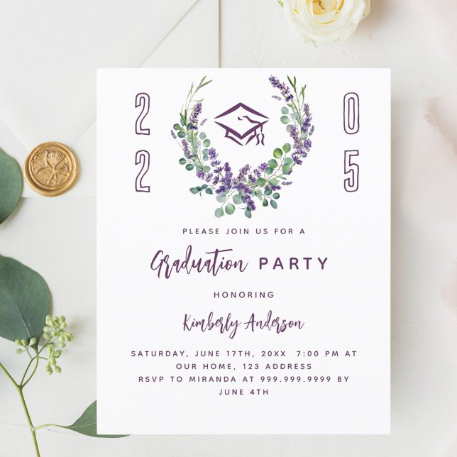 Lavender violet 2025 Graduation Party invitation (Creator Uploaded)