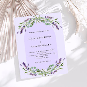 Lavender violet arch budget wedding invitation