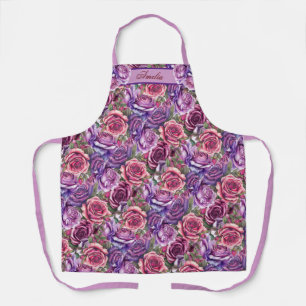 Lavender & Violet Bed of Roses  Apron