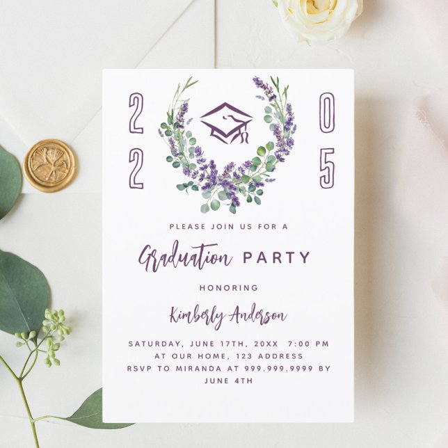 Lavender violet class 2025 luxury Graduation Party Invitation (Creator Uploaded)