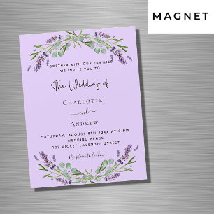 Lavender violet eucalyptus flowers luxury wedding magnetic invitation