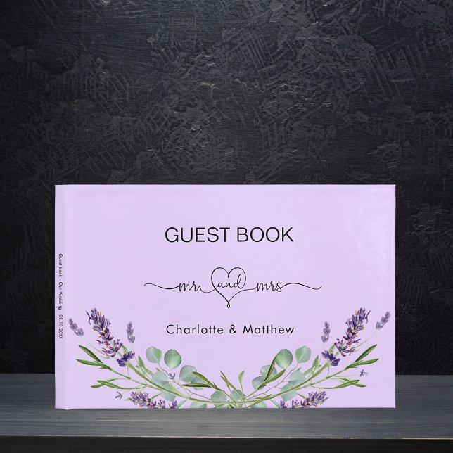 Lavender violet eucalyptus mr mrs wedding guest book (Creator Uploaded)