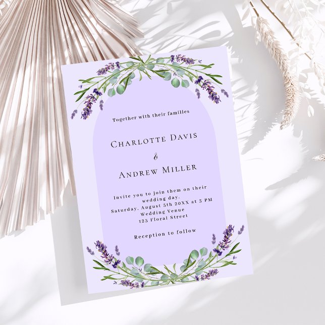Lavender violet floral arch luxury wedding invitation (Creator Uploaded)