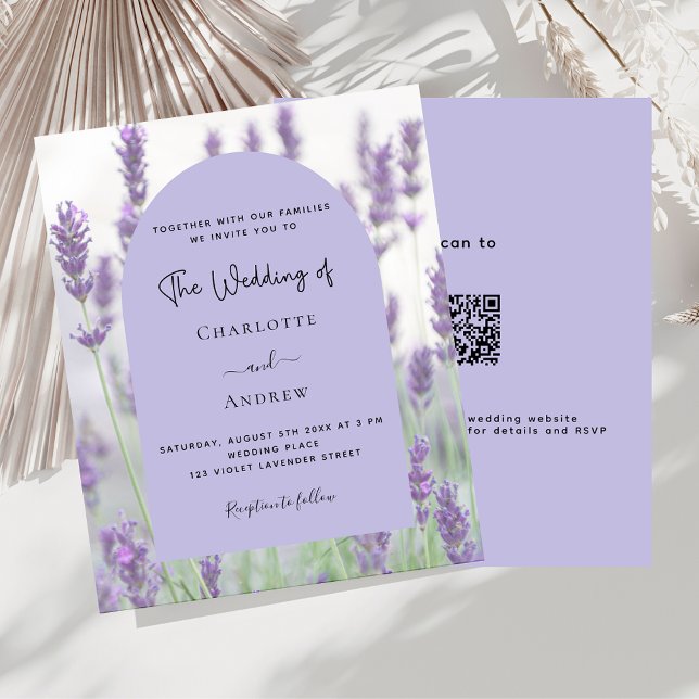 Lavender violet floral arch QR RSVP budget wedding (Creator Uploaded)